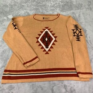 Outback Trading Company Adalyn Sweater 1X 2X Camel Geometric Southwest Knit